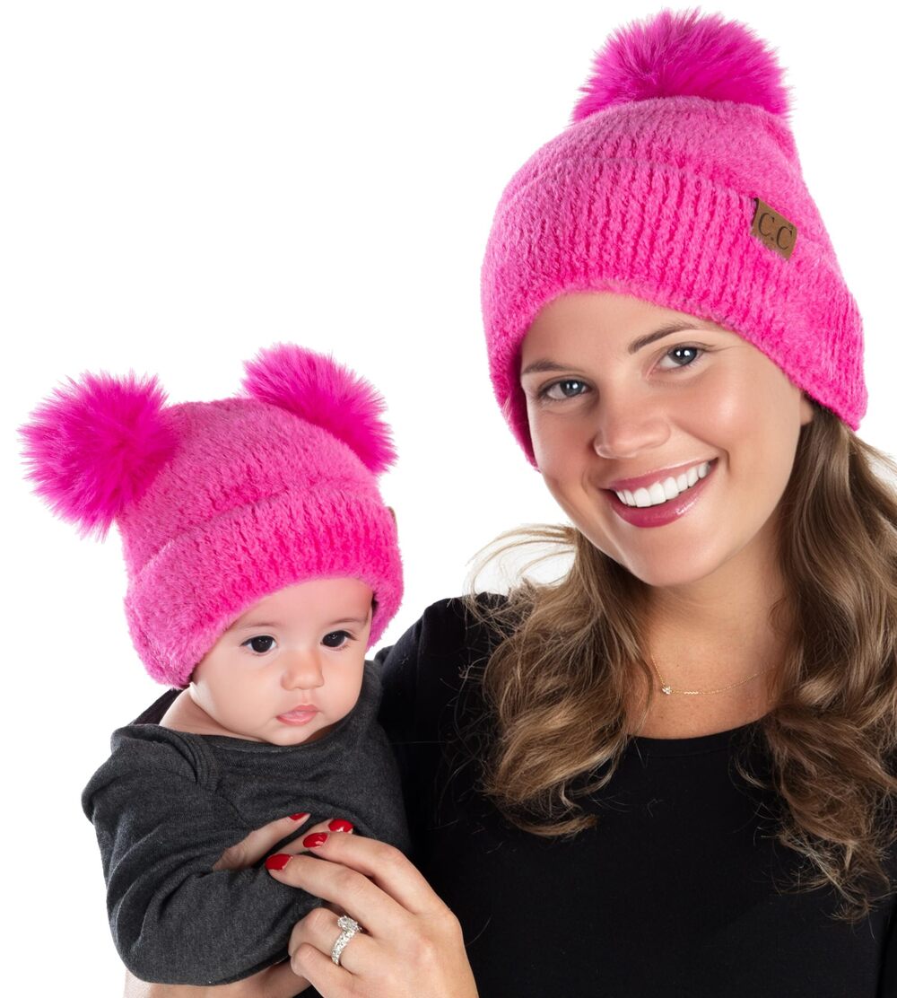 7292 Double Pom Adult/Infant Mommy & Me Bundle 2 Pack Terry Chenille